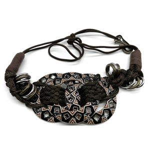 Chicos Metal Enamel Macramé Elastic Bohemian Boho Hippie
